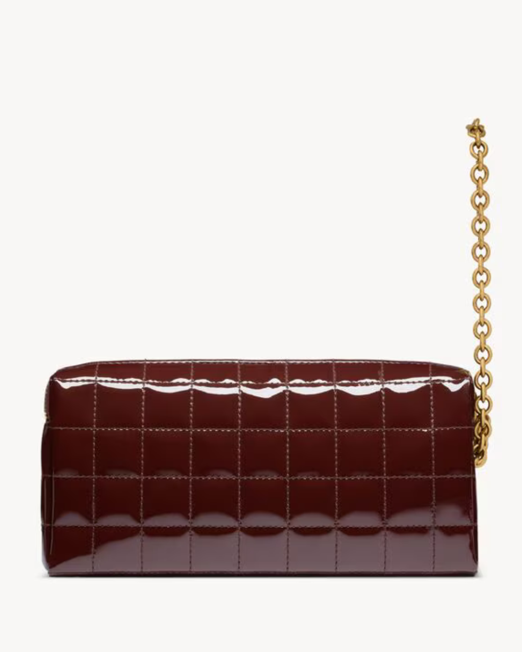 Cassandre Matelassé Carré Pouch on Chain in Shiny Canvas