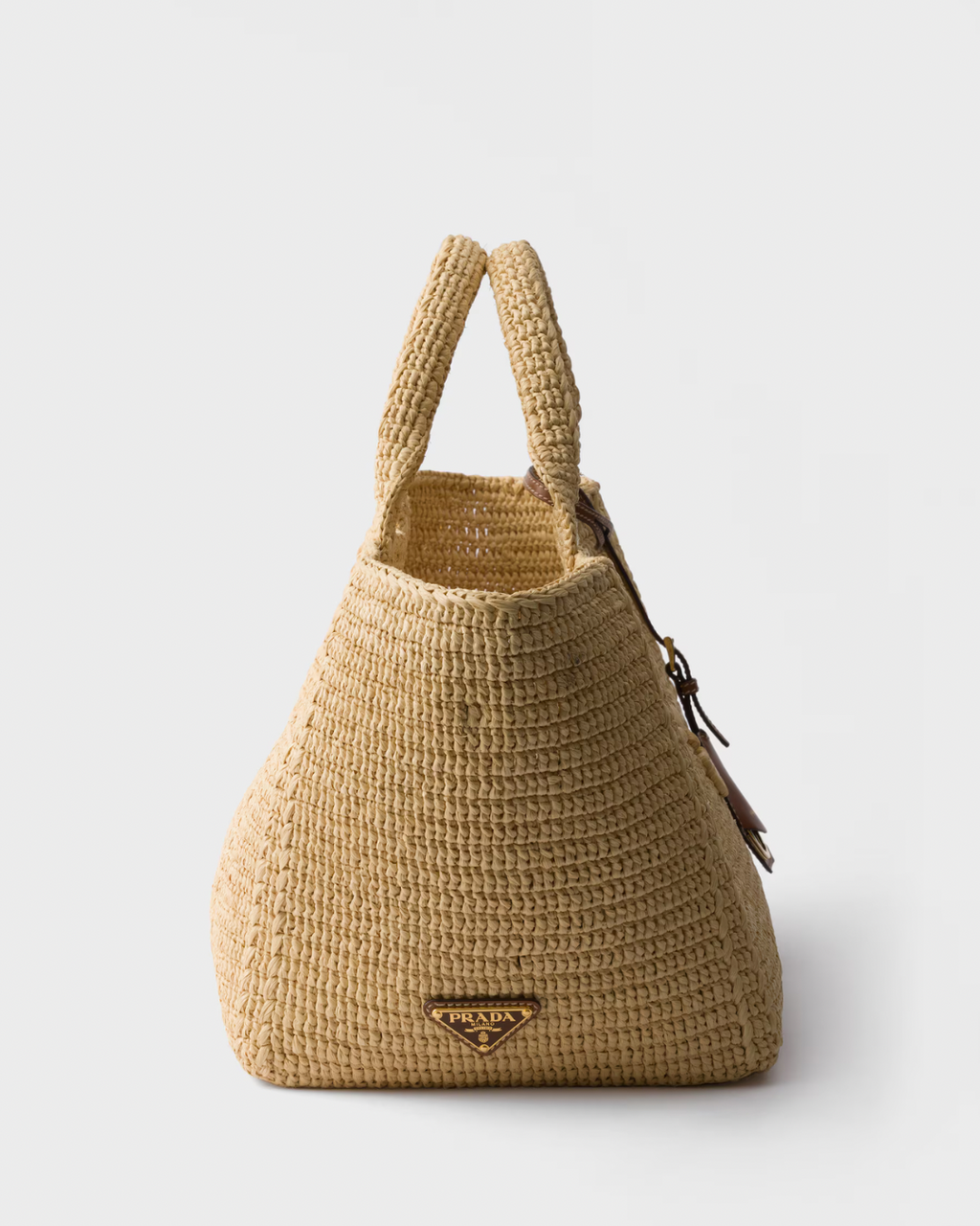 Prada Large crochet tote bag with leather details