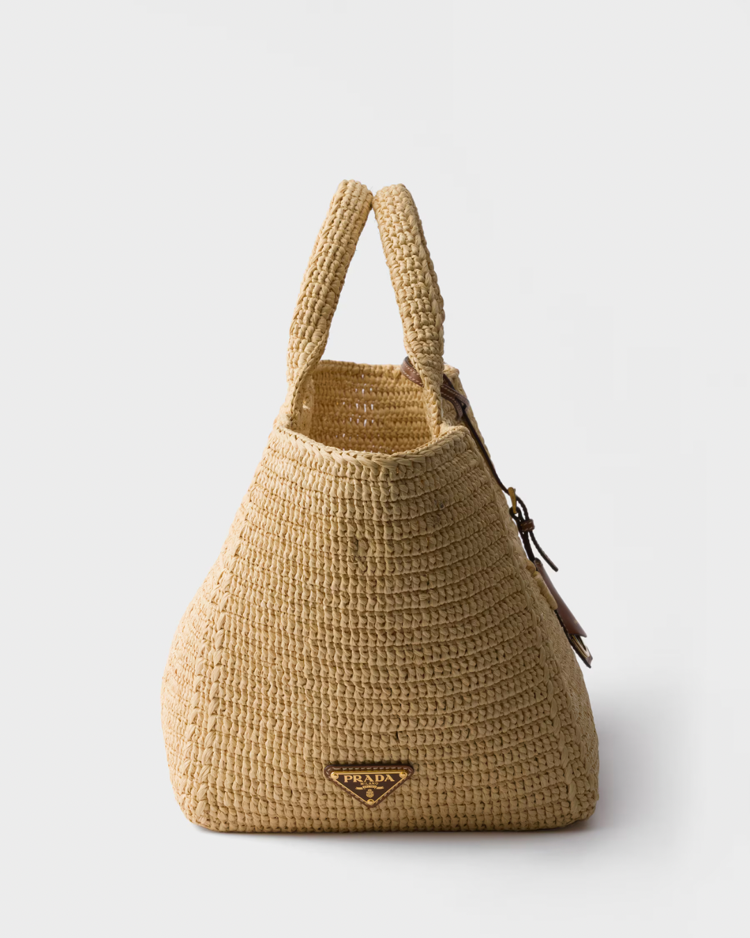 Prada Large crochet tote bag with leather details