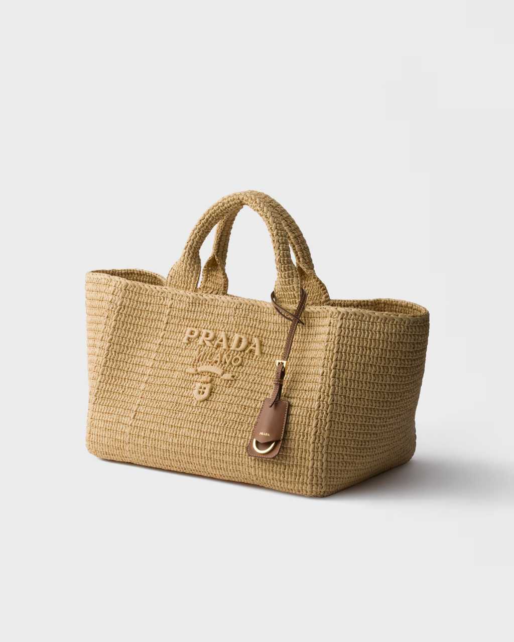 Prada Large crochet tote bag with leather details