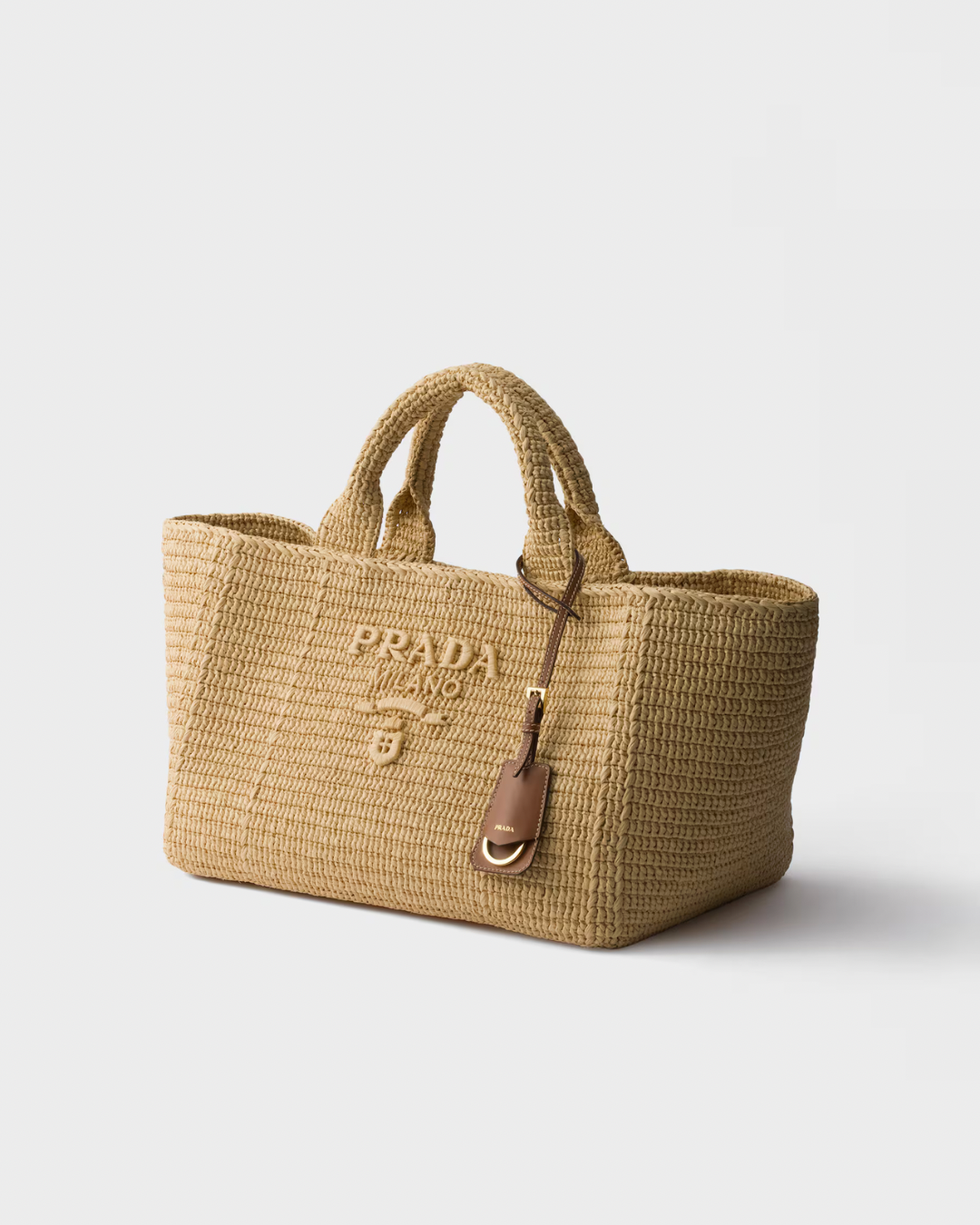 Prada Large crochet tote bag with leather details