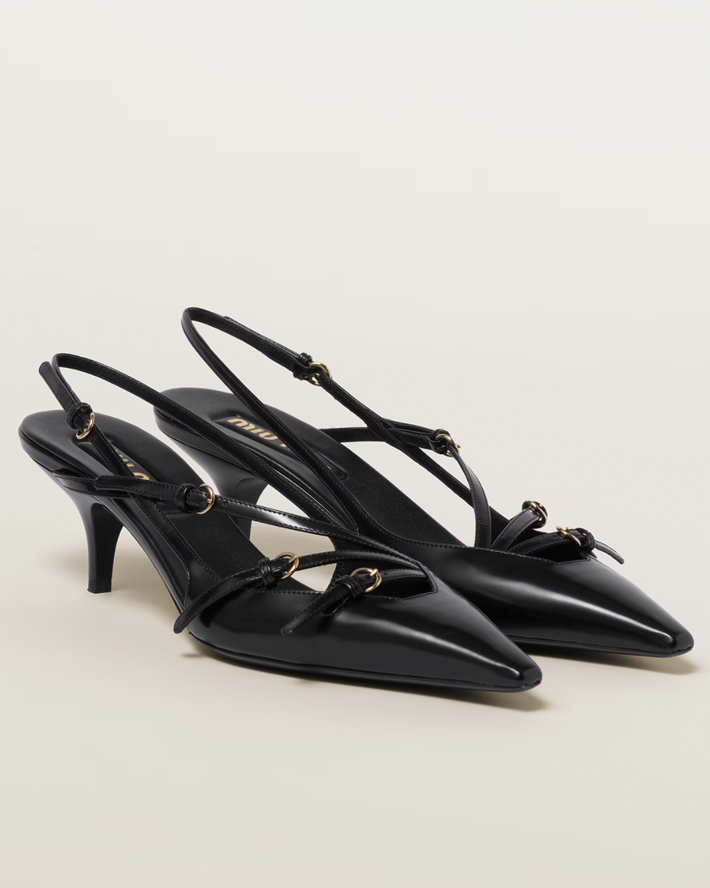 Miu Miu Brushed Leather Slingbacks with Buckle