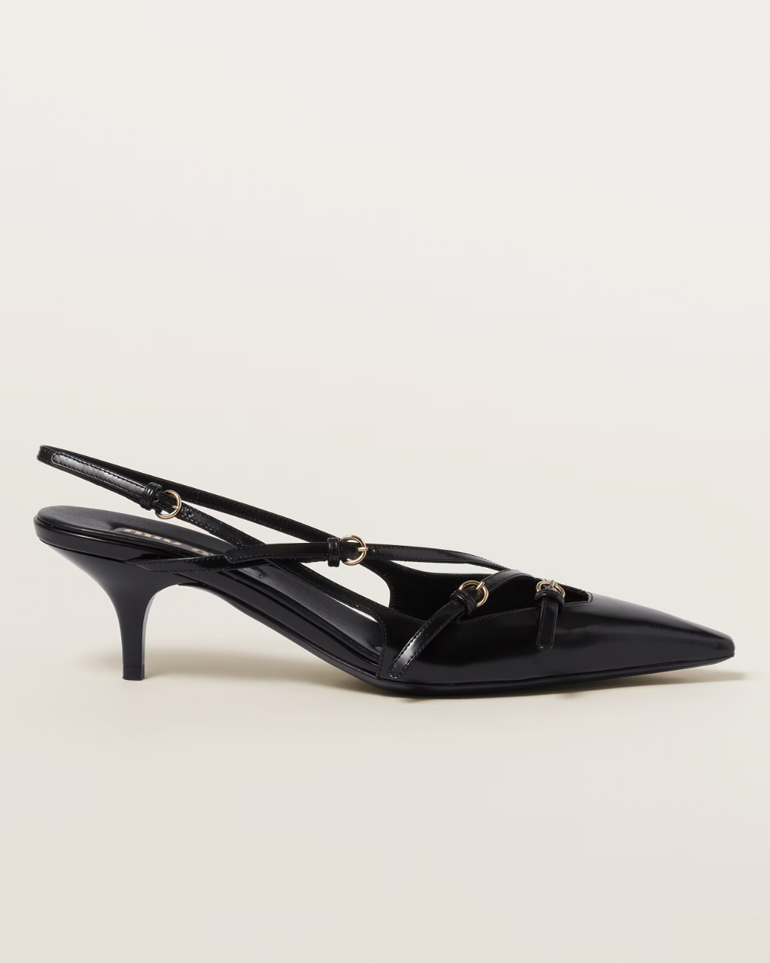 Miu Miu Brushed Leather Slingbacks with Buckle