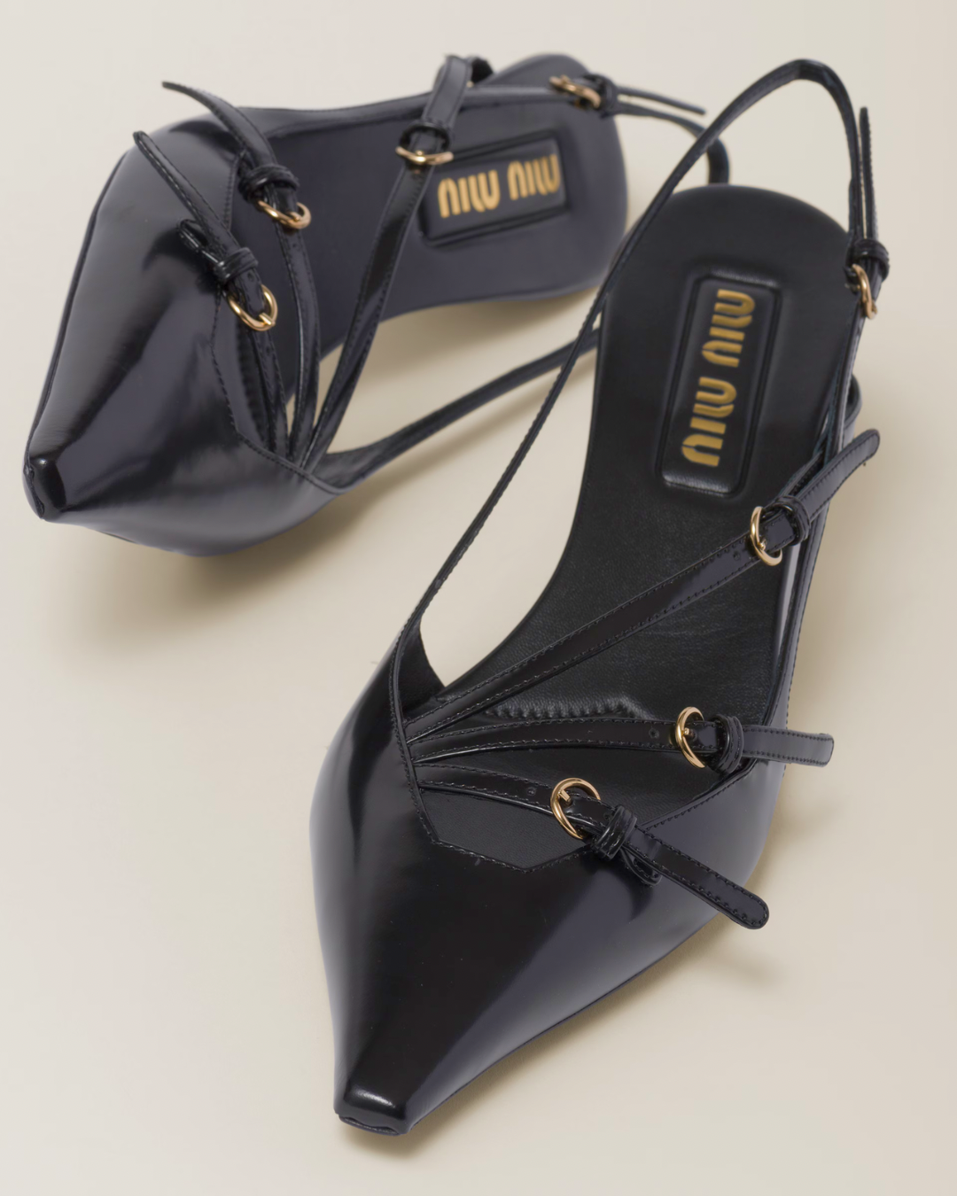 Miu Miu Brushed Leather Slingbacks with Buckle