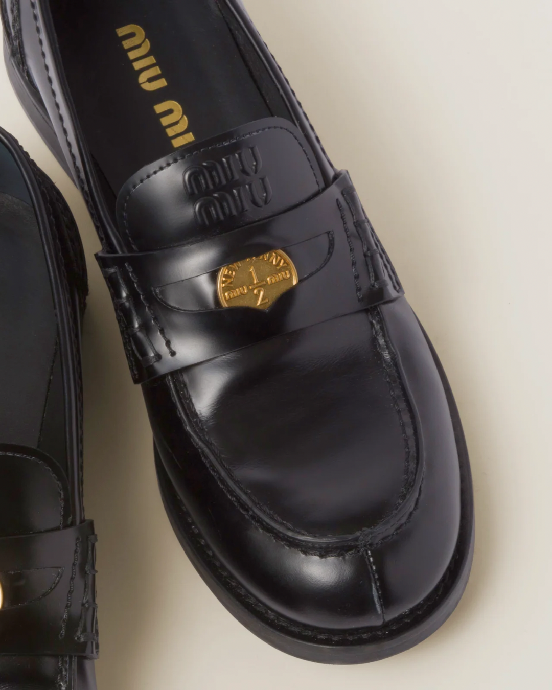 Miu Miu Brushed Leather Penny Loafers