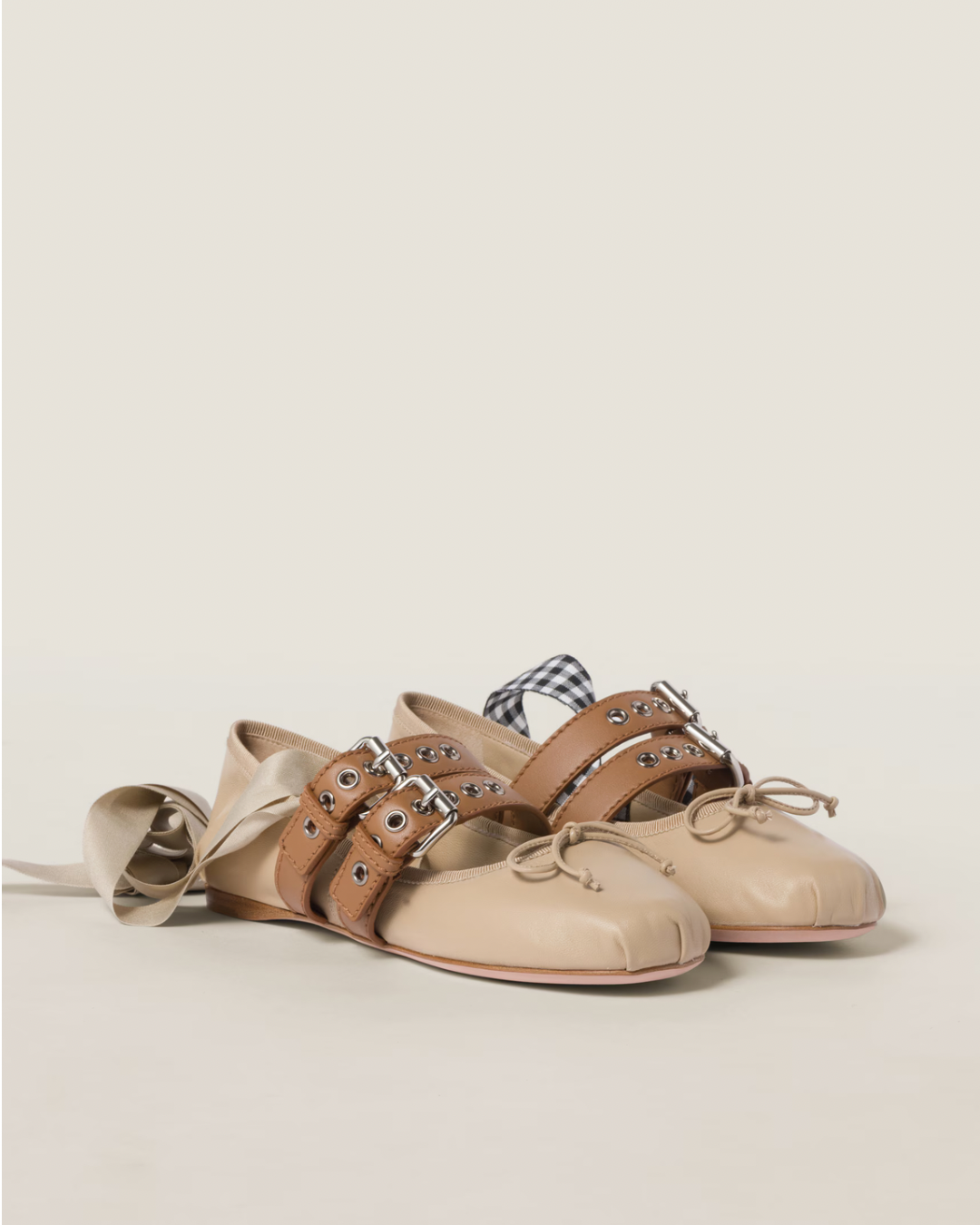 Miu Miu Nappa and Calf Leather Ballerinas