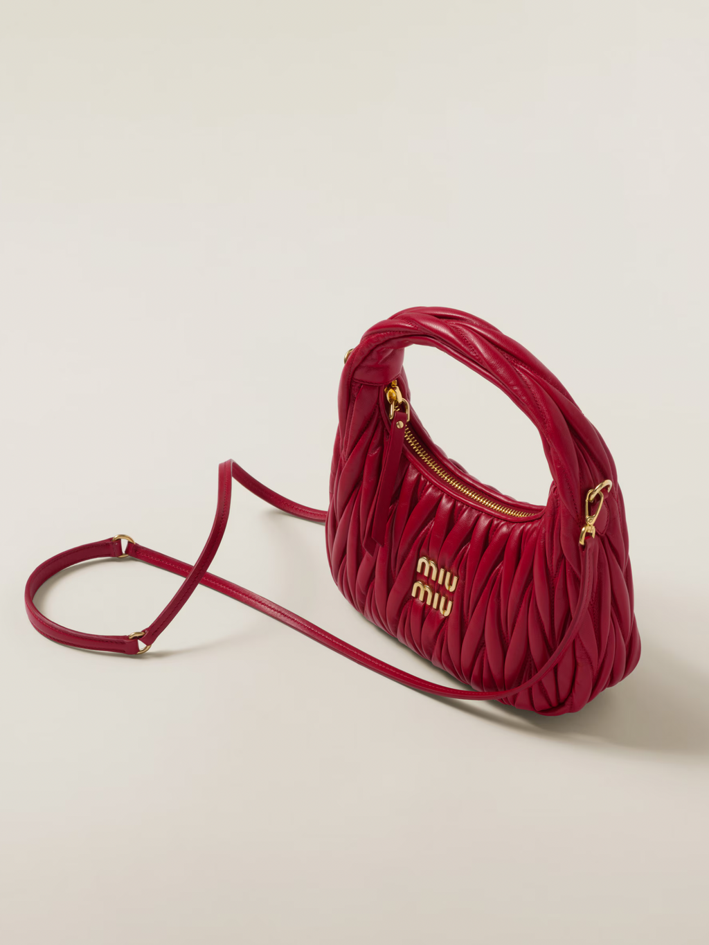 Miu Miu Wander matelassé nappa leather hobo bag