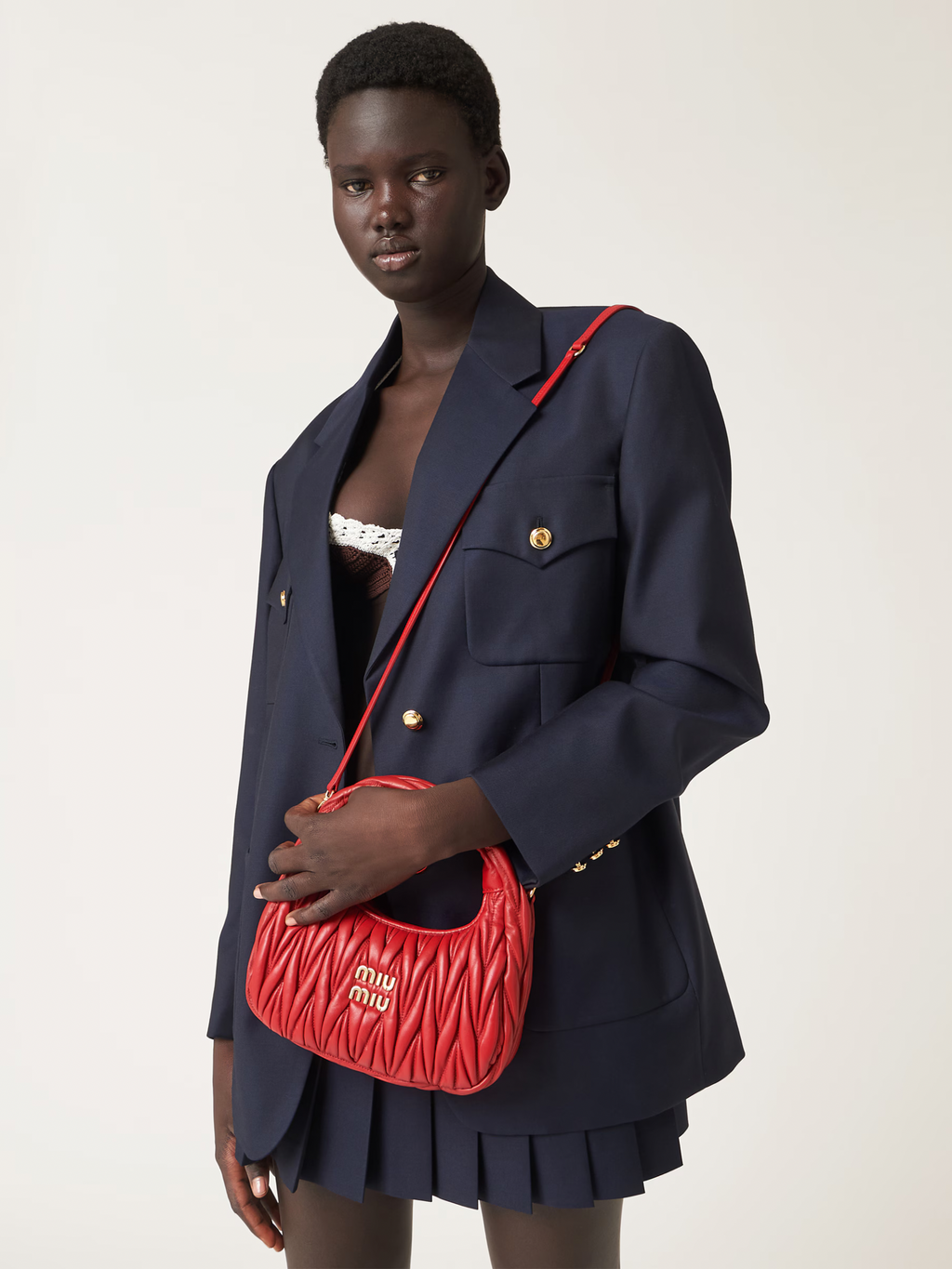 Miu Miu Wander matelassé nappa leather hobo bag