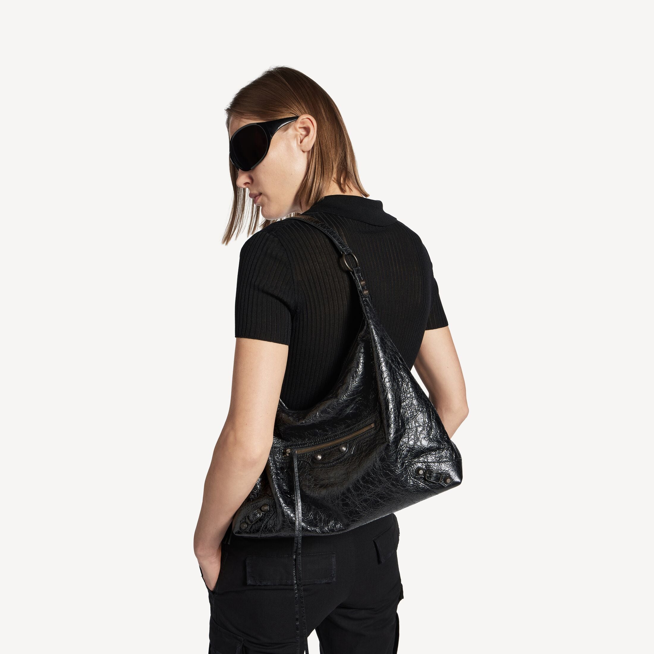 BALENCIAGA WOMEN'S LE CITY HOBO BAG MEDIUM IN BLACK
