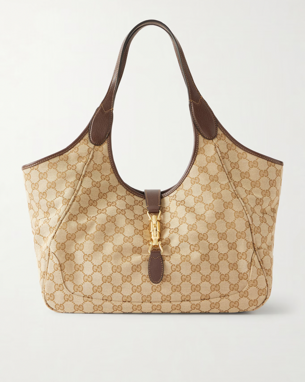 Gucci Mercato medium leather-trimmed canvas-jacquard shoulder bag