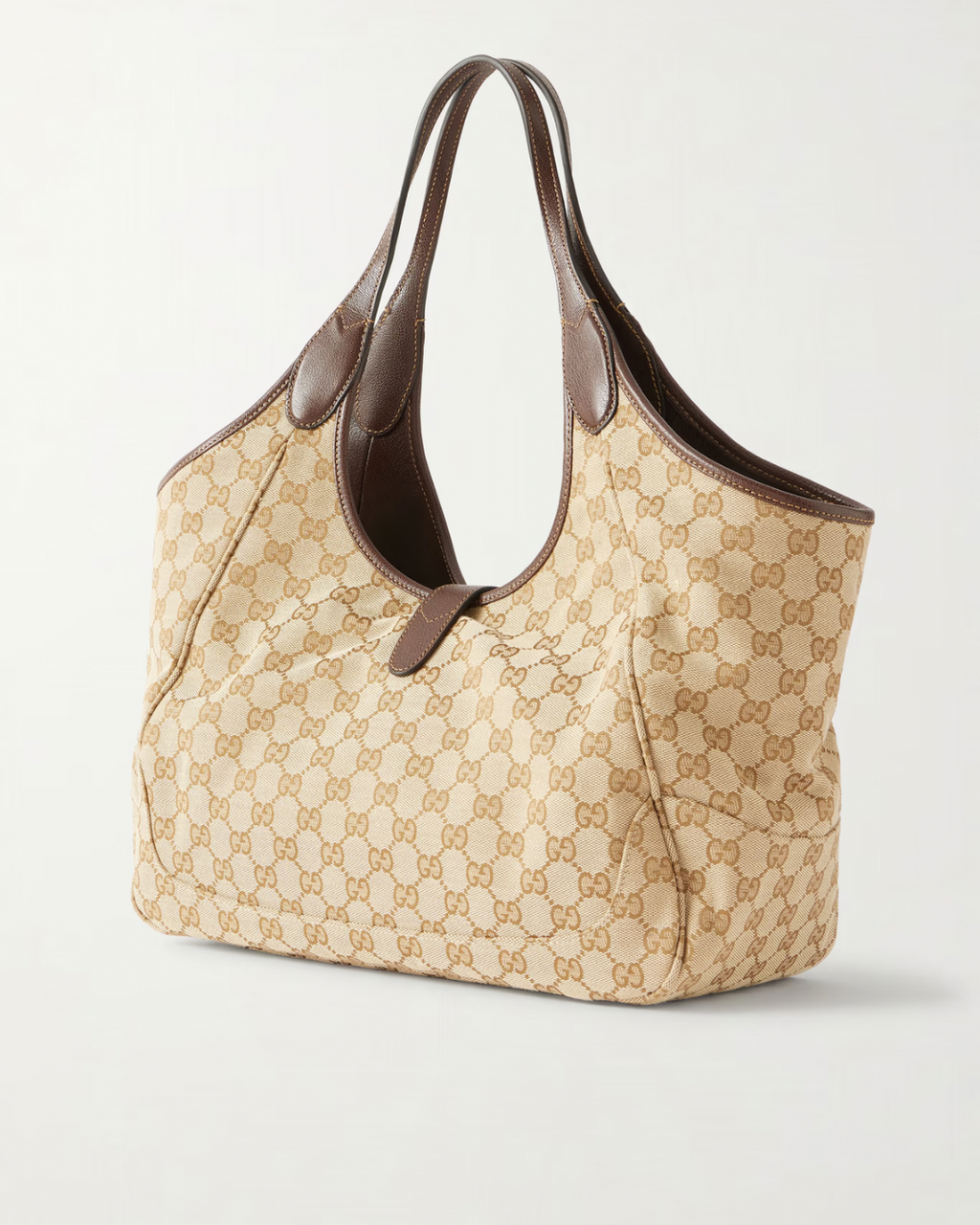 Gucci Mercato medium leather-trimmed canvas-jacquard shoulder bag