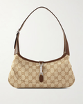 GUCCI Jackie 1961 Slim Small leather-trimmed canvas-jacquard shoulder bag