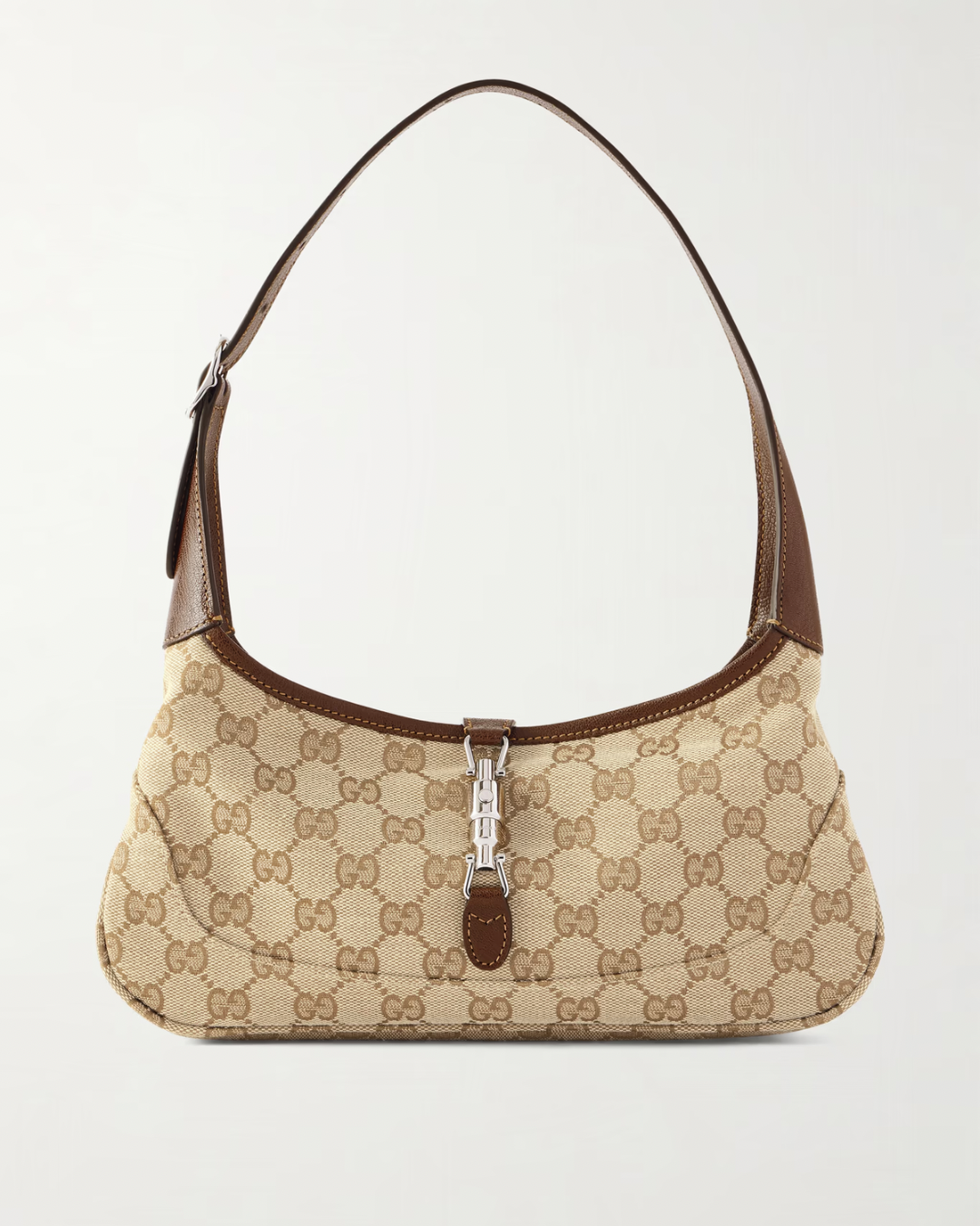 GUCCI Jackie 1961 Slim Small leather-trimmed canvas-jacquard shoulder bag
