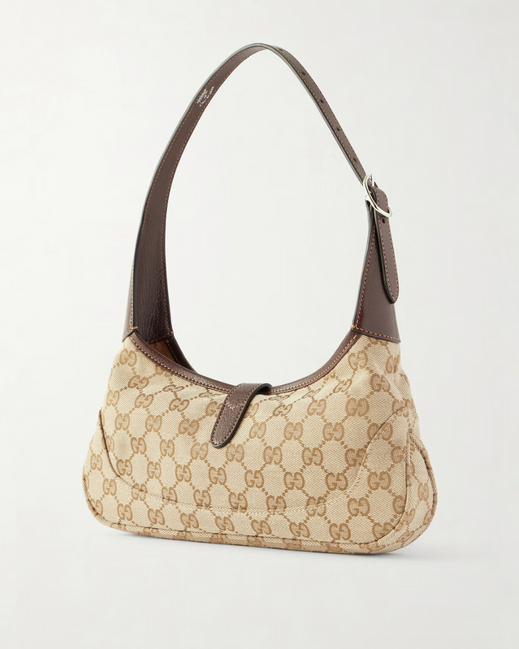 GUCCI Jackie 1961 Slim Small leather-trimmed canvas-jacquard shoulder bag