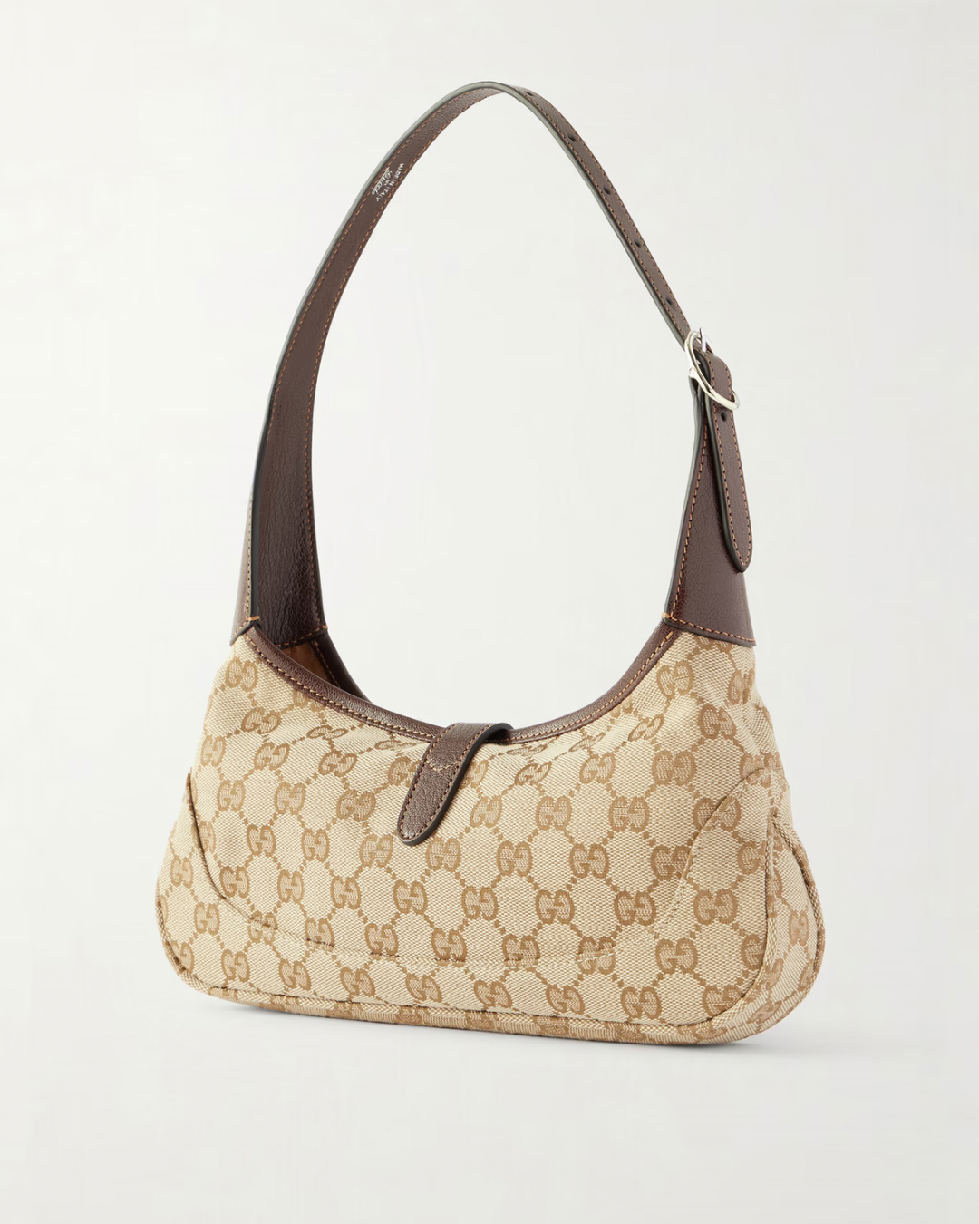 GUCCI Jackie 1961 Slim Small leather-trimmed canvas-jacquard shoulder bag