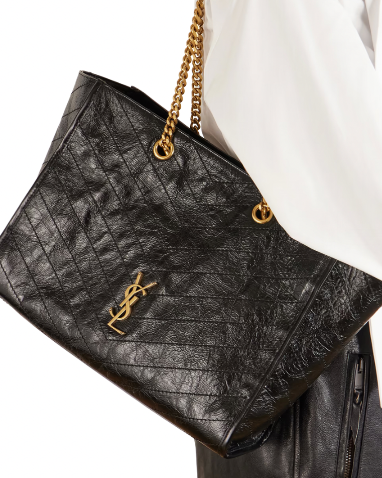 Saint Laurent Niki small crinkled-leather tote
