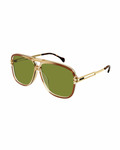 GUCCI GG1105S BROWN SQUARED AVIATOR SUNGLASSES