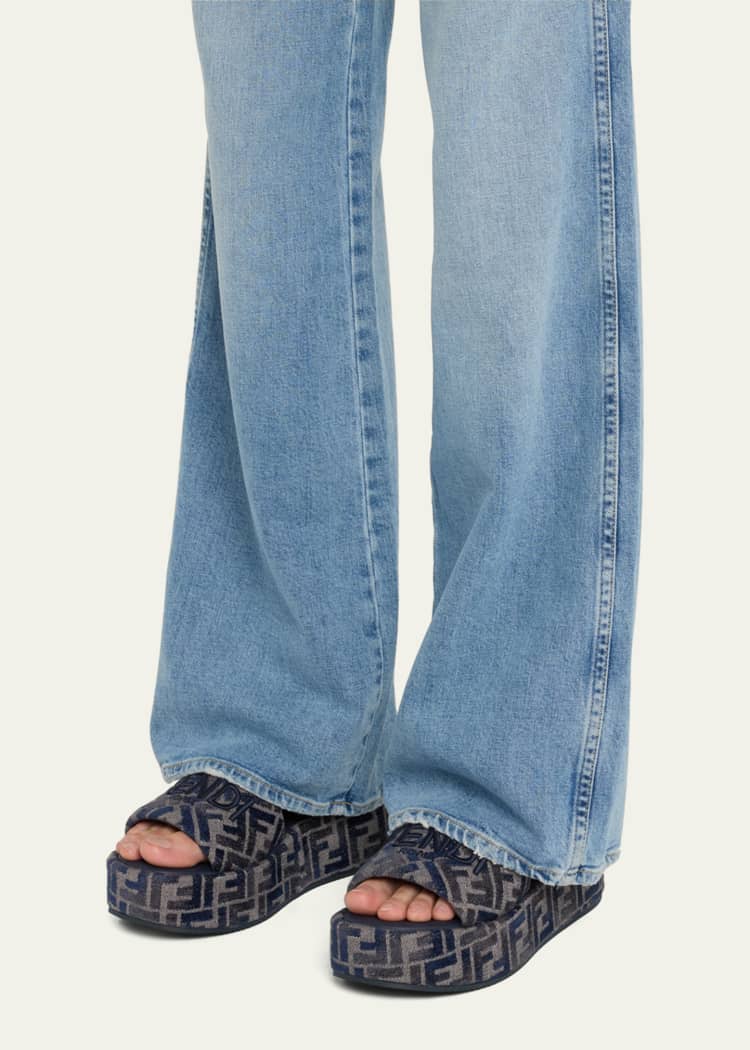 Fendi Sunshine FF Chenille Jacquard Platform Sandals
