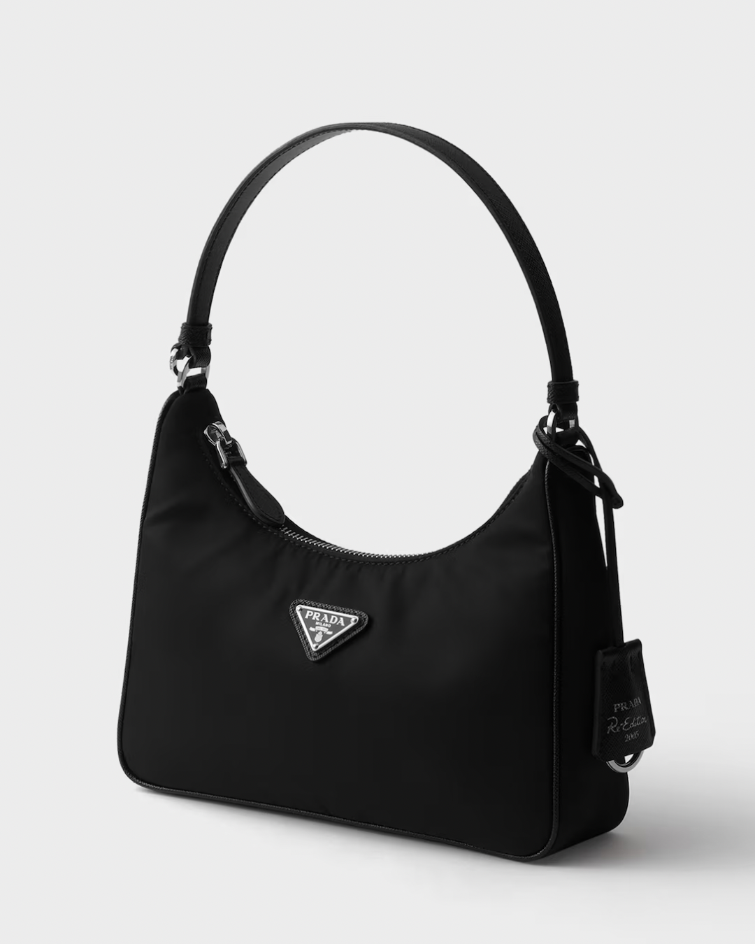 Prada Re-Edition 2005 Re-Nylon and Saffiano Bag in Black with Silver Hardware