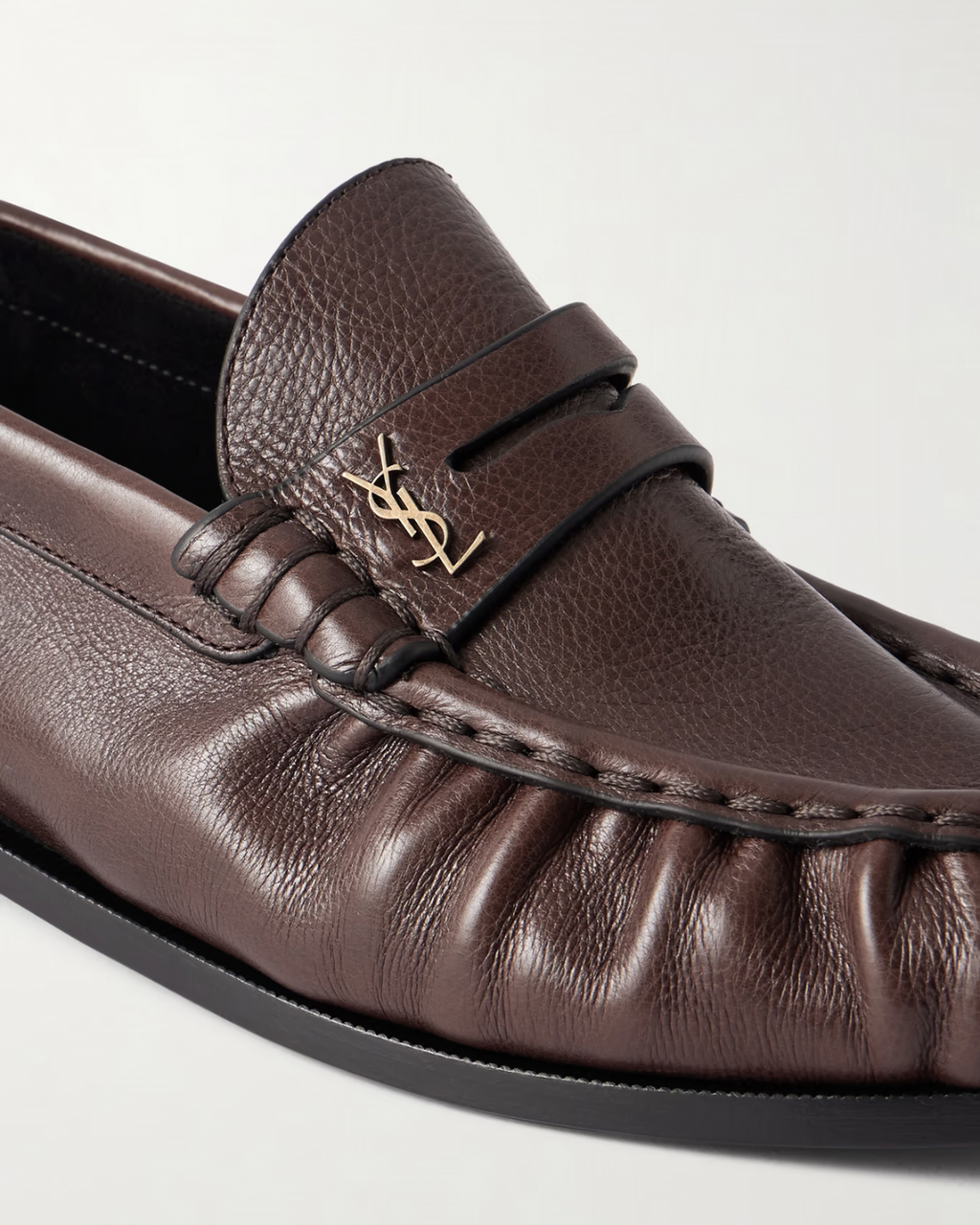 Saint Laurent Le Loafer logo-embellished leather loafers in Brown