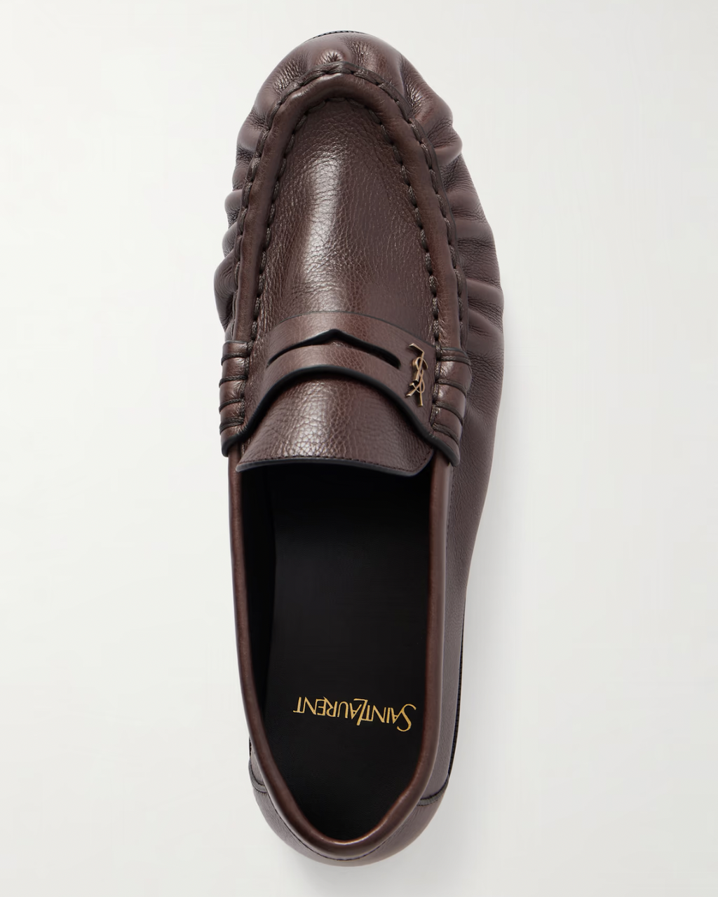 Saint Laurent Le Loafer logo-embellished leather loafers in Brown