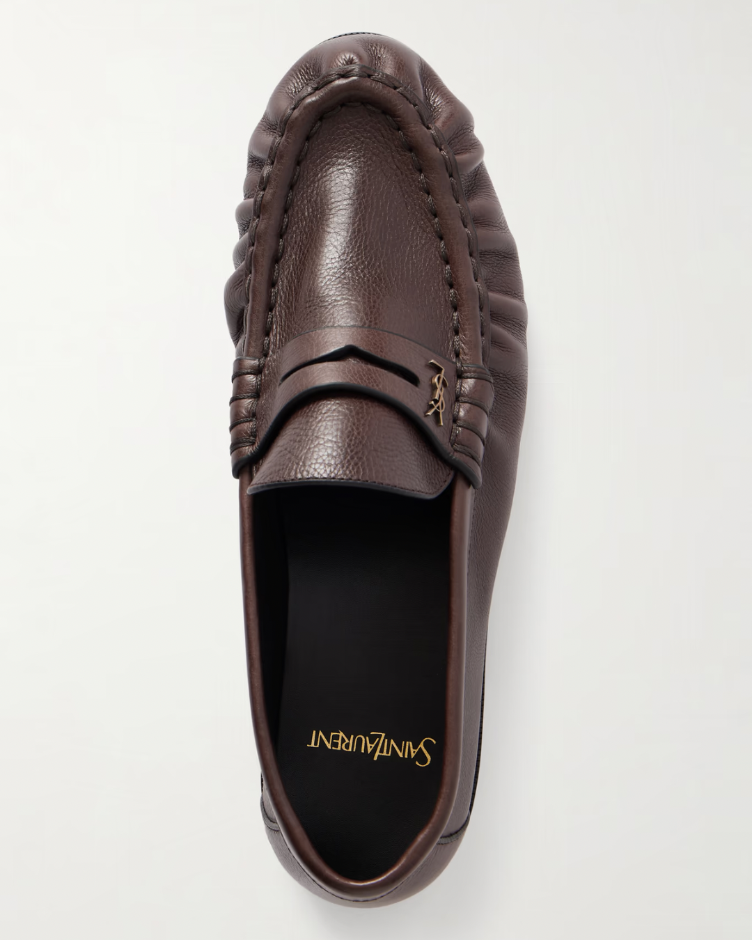 Saint Laurent Le Loafer logo-embellished leather loafers in Brown