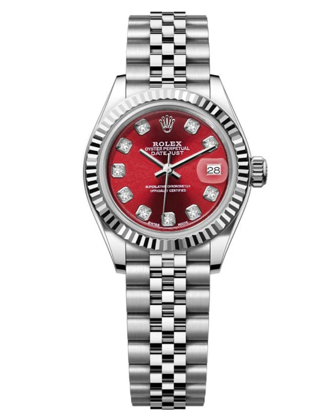 ROLEX DATEJUST JUBILEE STAINLESS STEEL 26MM - RED DIAL