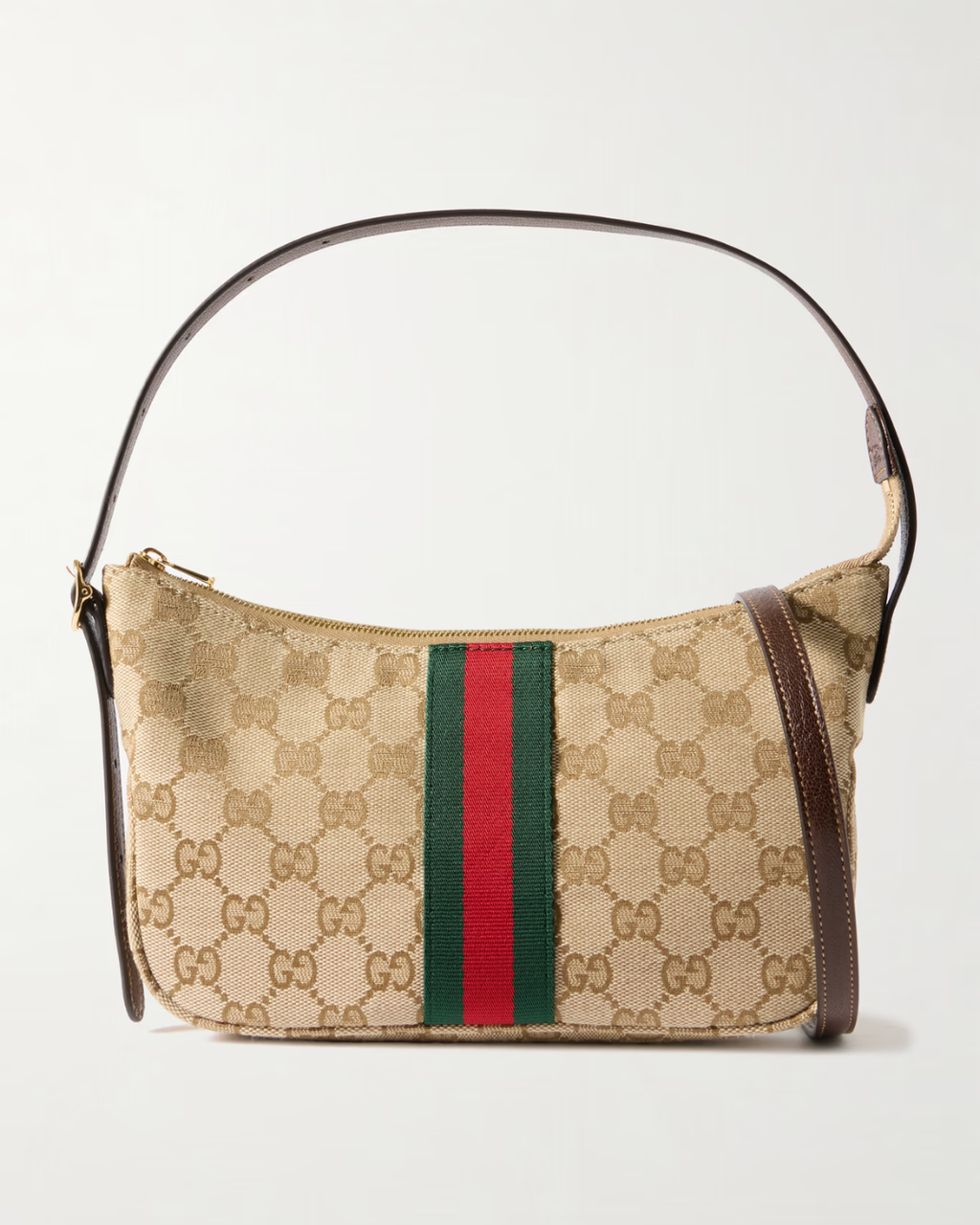 Gucci Lunetta leather-trimmed canvas-jacquard shoulder bag