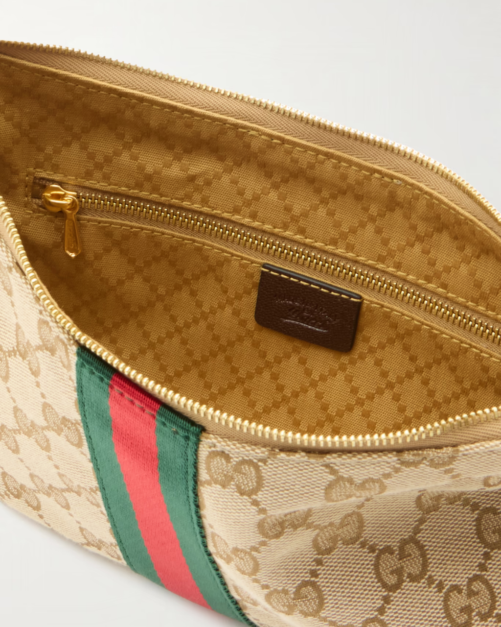 Gucci Lunetta leather-trimmed canvas-jacquard shoulder bag