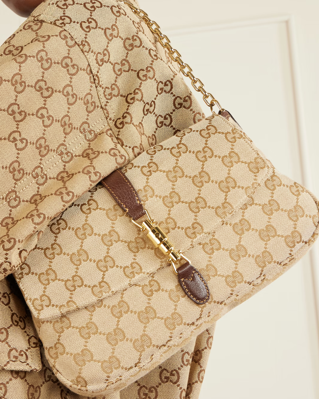 Gucci Aperitivo leather-trimmed canvas-jacquard shoulder bag