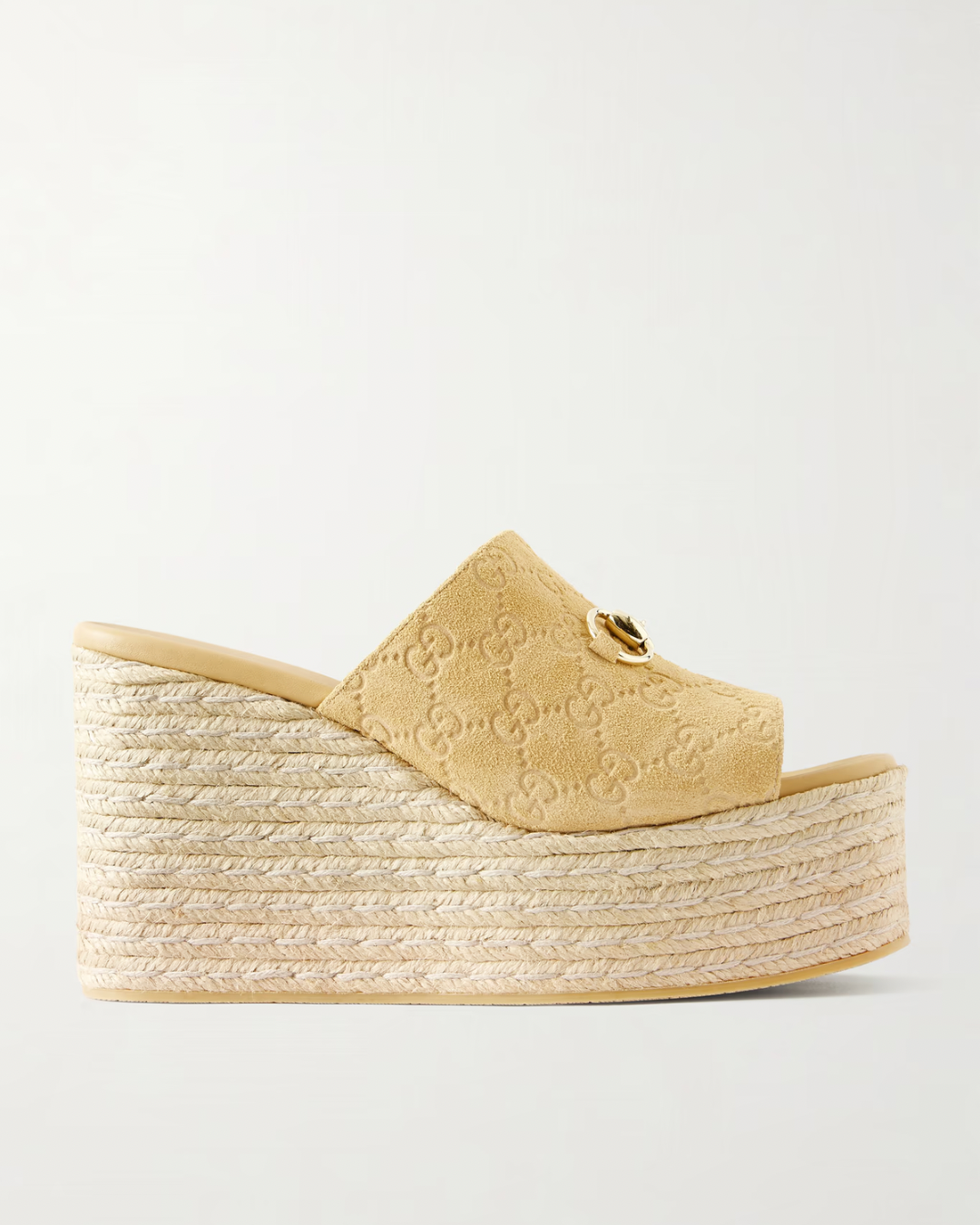 Gucci Horsebit-embellished logo-debossed suede espadrilles wedges mules