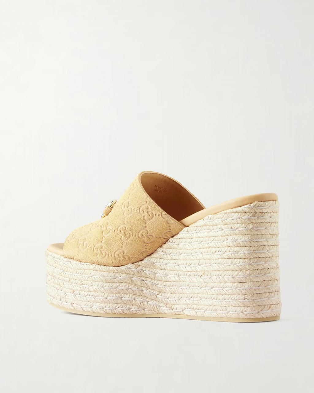 Gucci Horsebit-embellished logo-debossed suede espadrilles wedges mules
