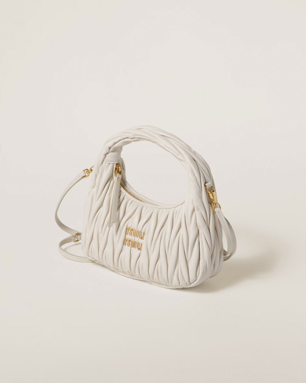 Miu Miu Wander matelassé nappa leather hobo bag